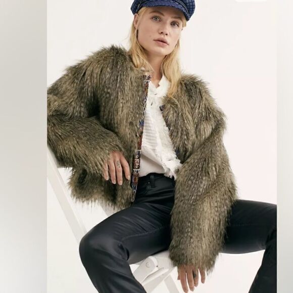 Free people unwritten Faux Fur Jacket Size XS - Picture 2 of 10